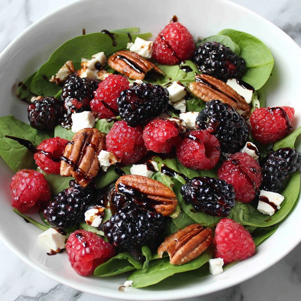 Berry Spinach Salad with Crispy Prosciutto, Pecans, Feta, and Balsamic Glaze Recipe - Recipe Image