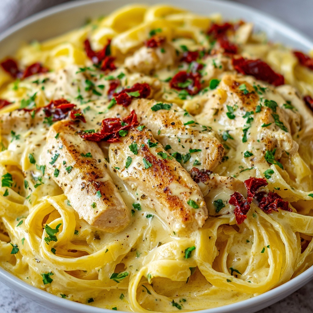 Creamy Chicken Pasta with Sun-Dried Tomatoes Recipe - Recipe Image