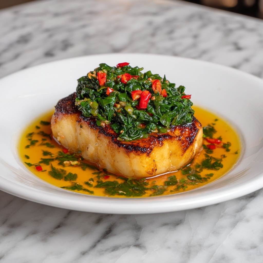 Pan-Fried Sea Bass with Chili and Greens Recipe - Recipe Image