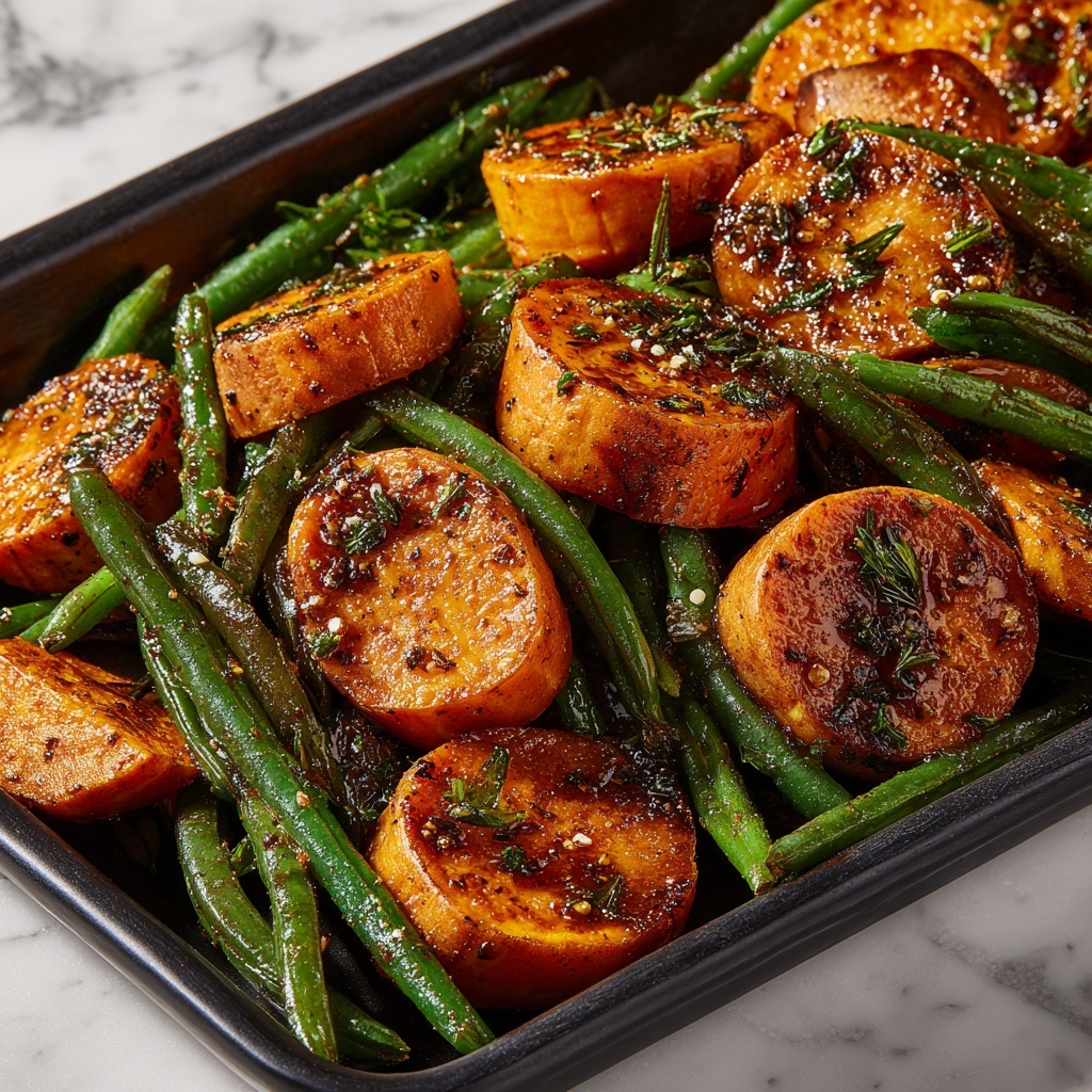 Sweet Potato & Green Bean Tray Bake Recipe - Recipe Image