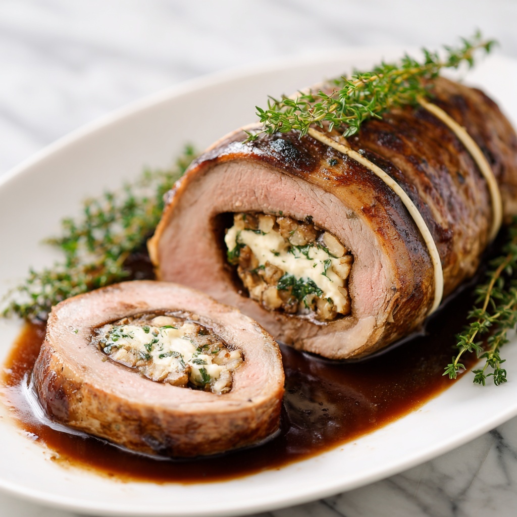 Chestnut-Stuffed Roast Beef Roll Recipe - Recipe Image