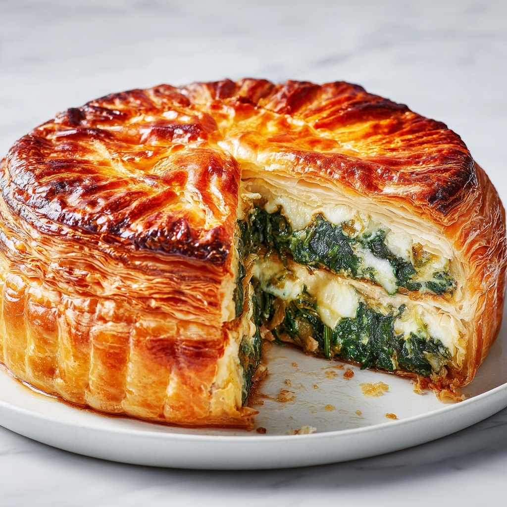 Creamy Spinach and Cottage Cheese Puff Pastry Pie Recipe - Recipe Image