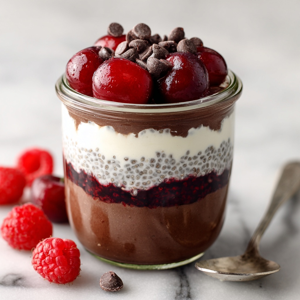 Layered Black Forest Overnight Oats Recipe - Recipe Image