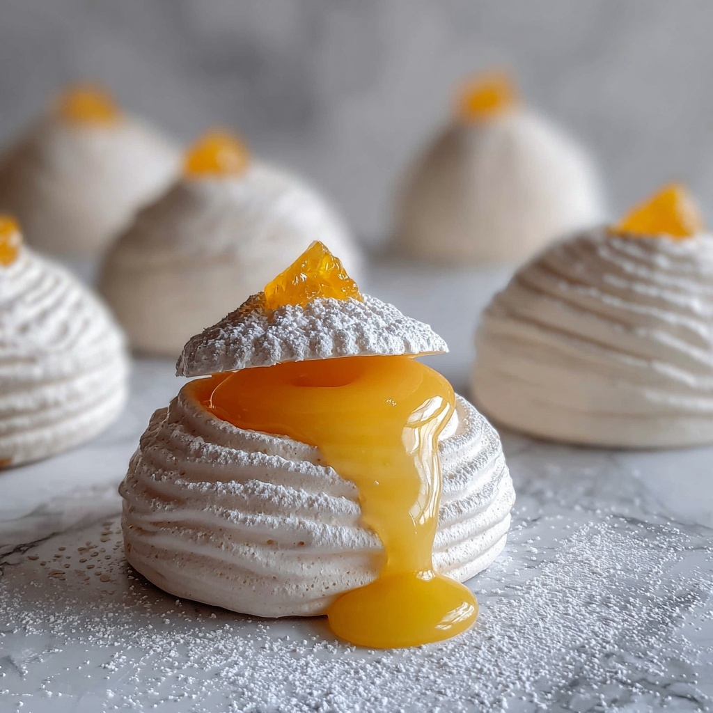 Miso Mango Meringue Clouds with Caramel Swirl Recipe - Recipe Image
