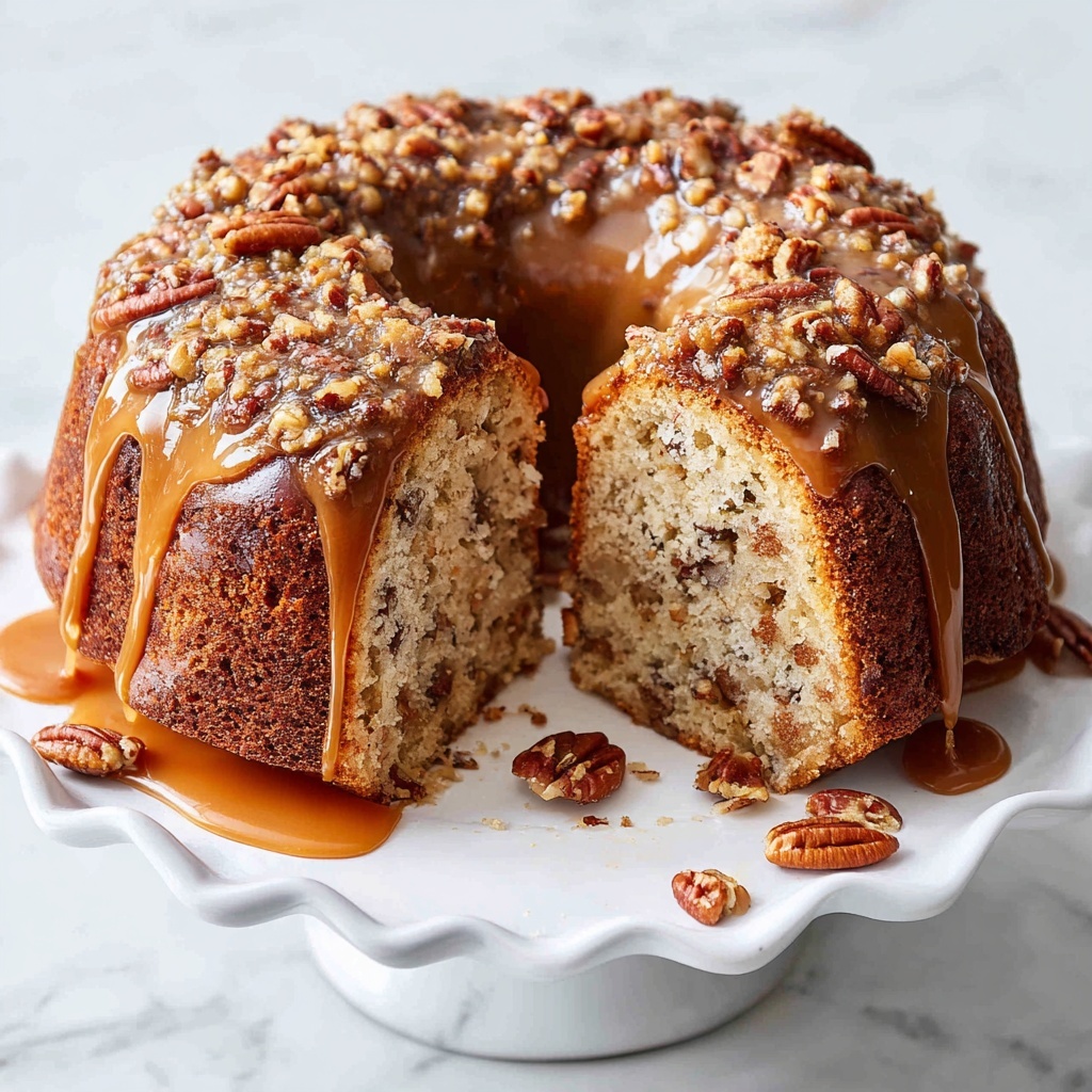 Apple Pecan Cake With Caramel Glaze Recipe - Recipe Image