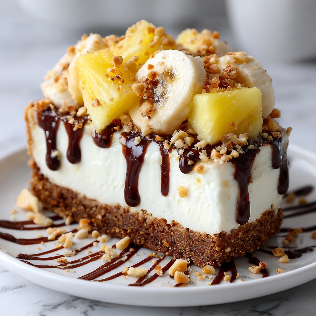 No Bake Banana Split Cheesecake Recipe - Recipe Image