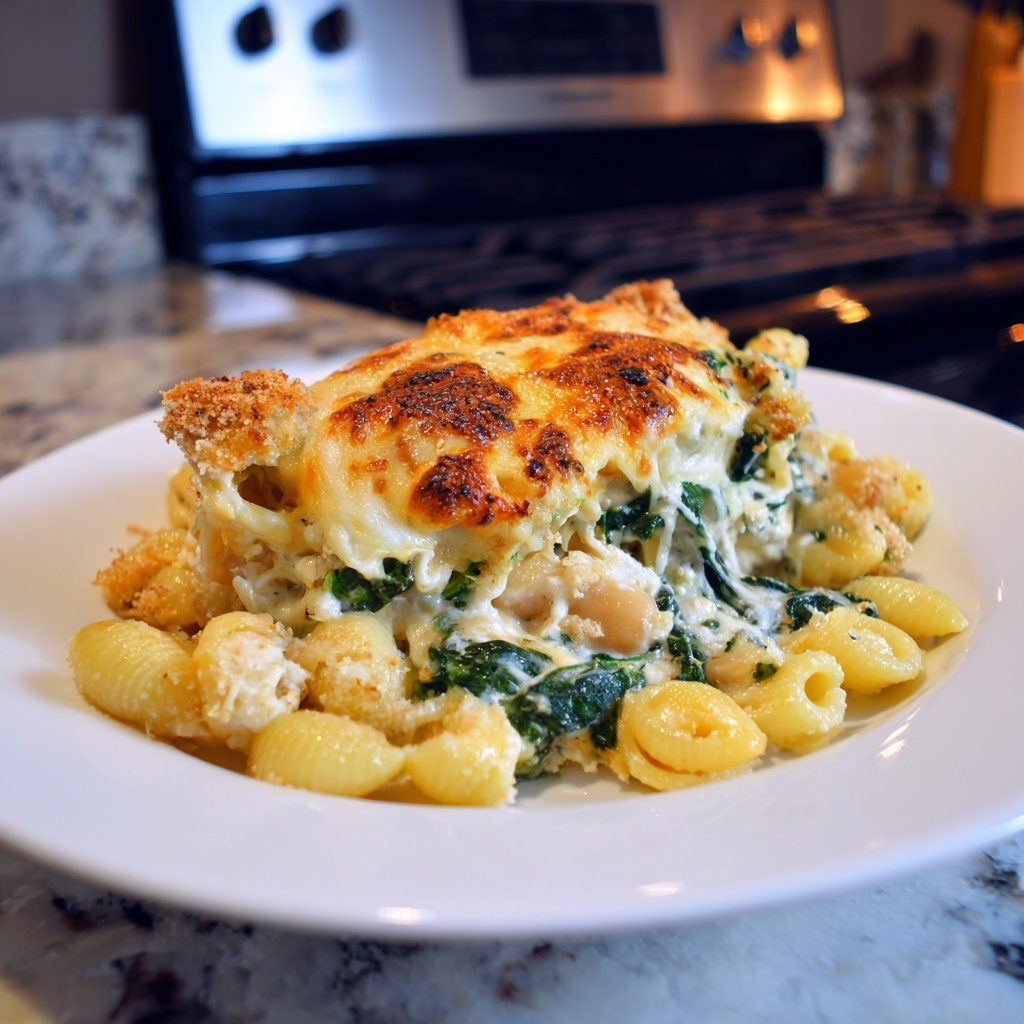Cheesy Spinach Orzo with White Beans Recipe - Recipe Image