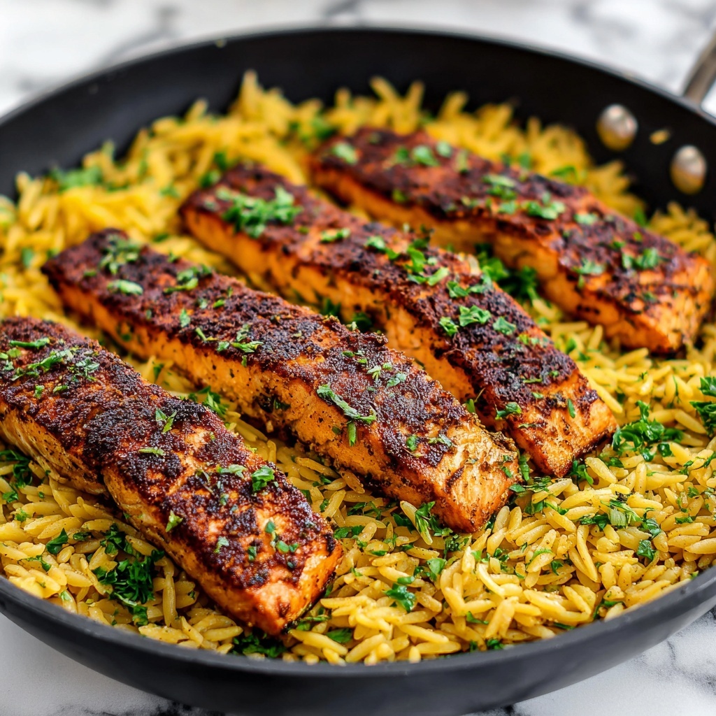 One Skillet Salmon with Lemon Orzo Recipe - Recipe Image