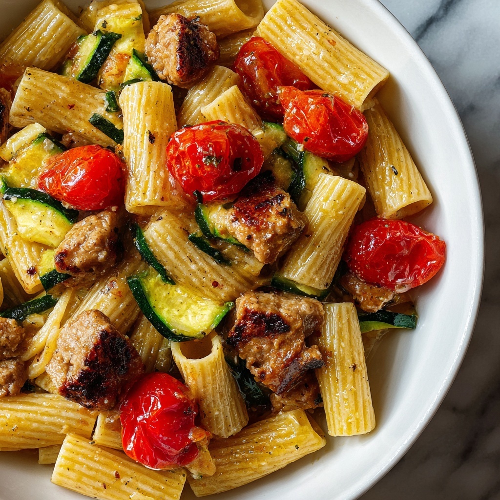 Rigatoni with Sausage, Tomatoes, and Zucchini Recipe - Recipe Image