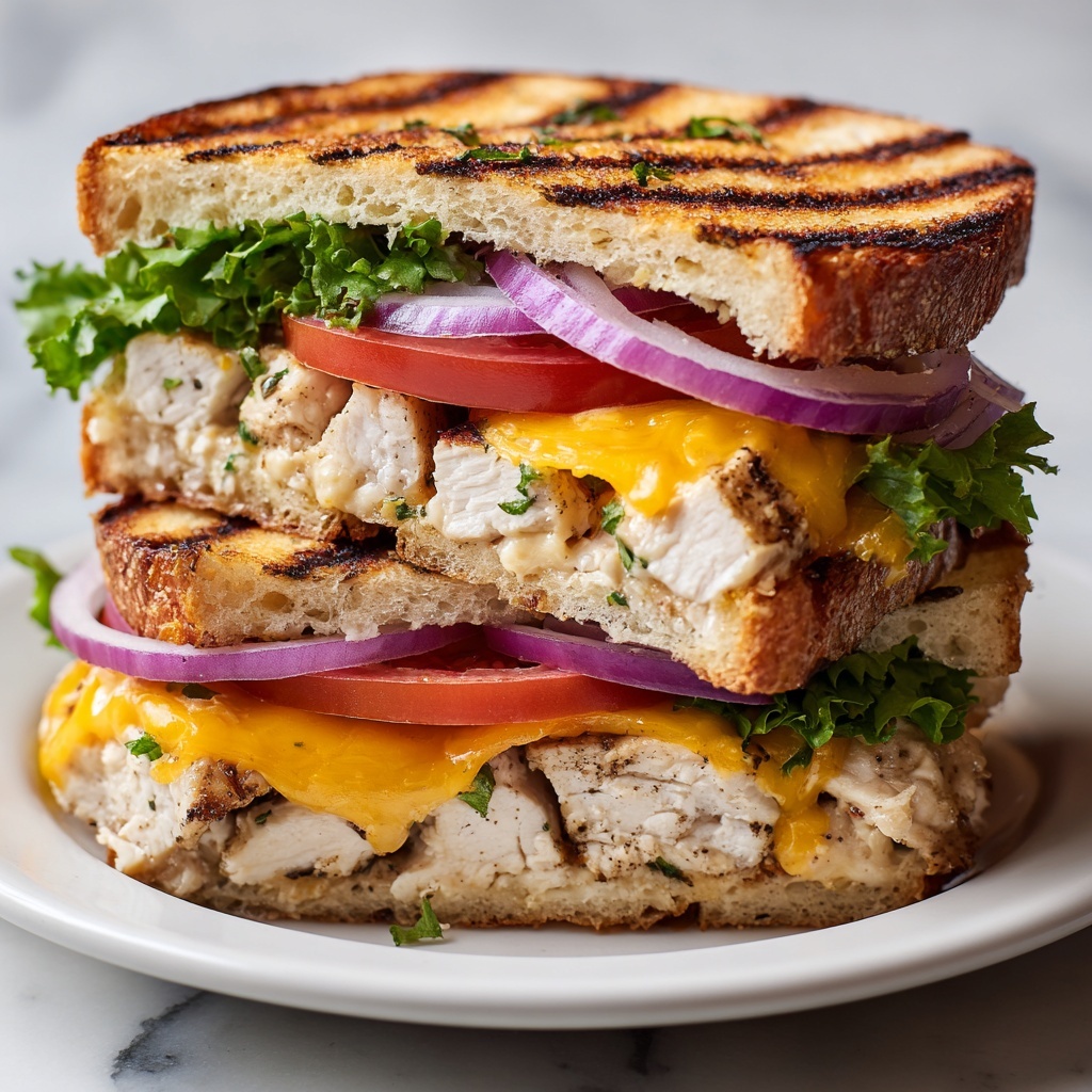 BBQ Chicken Panini with Bacon, Cheddar, and Fresh Vegetables Recipe - Recipe Image
