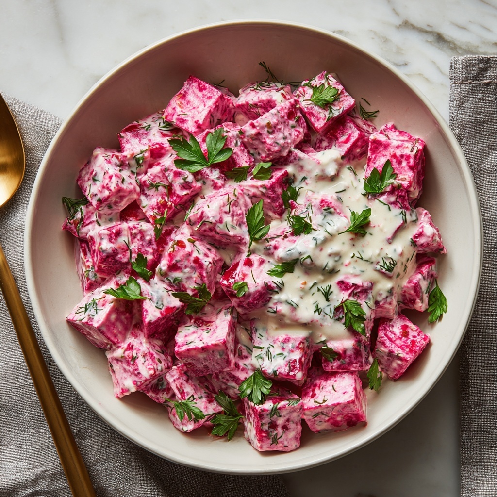 Creamy Beetroot Salad Dip with Greek Yogurt and Fresh Herbs Recipe - Recipe Image