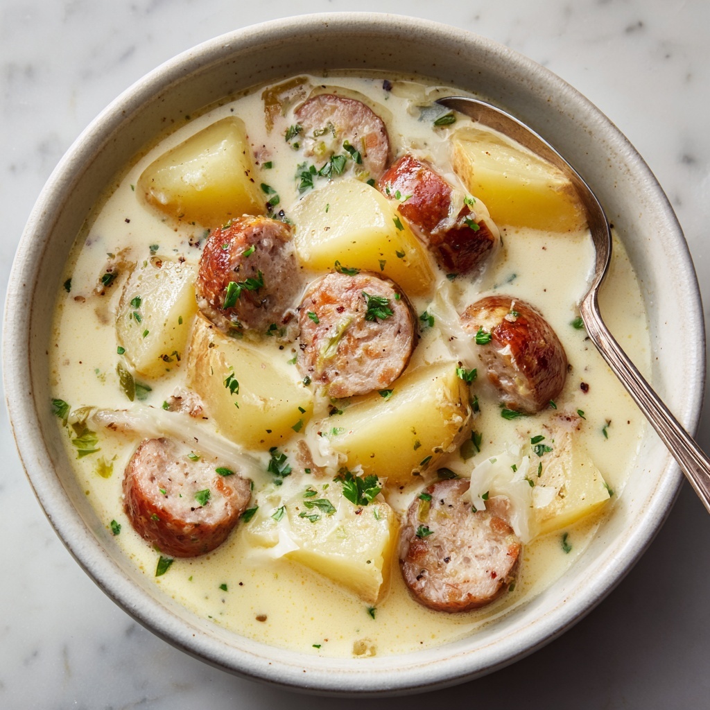 Slow Cooker Creamy Sausage and Potato Soup Recipe - Recipe Image