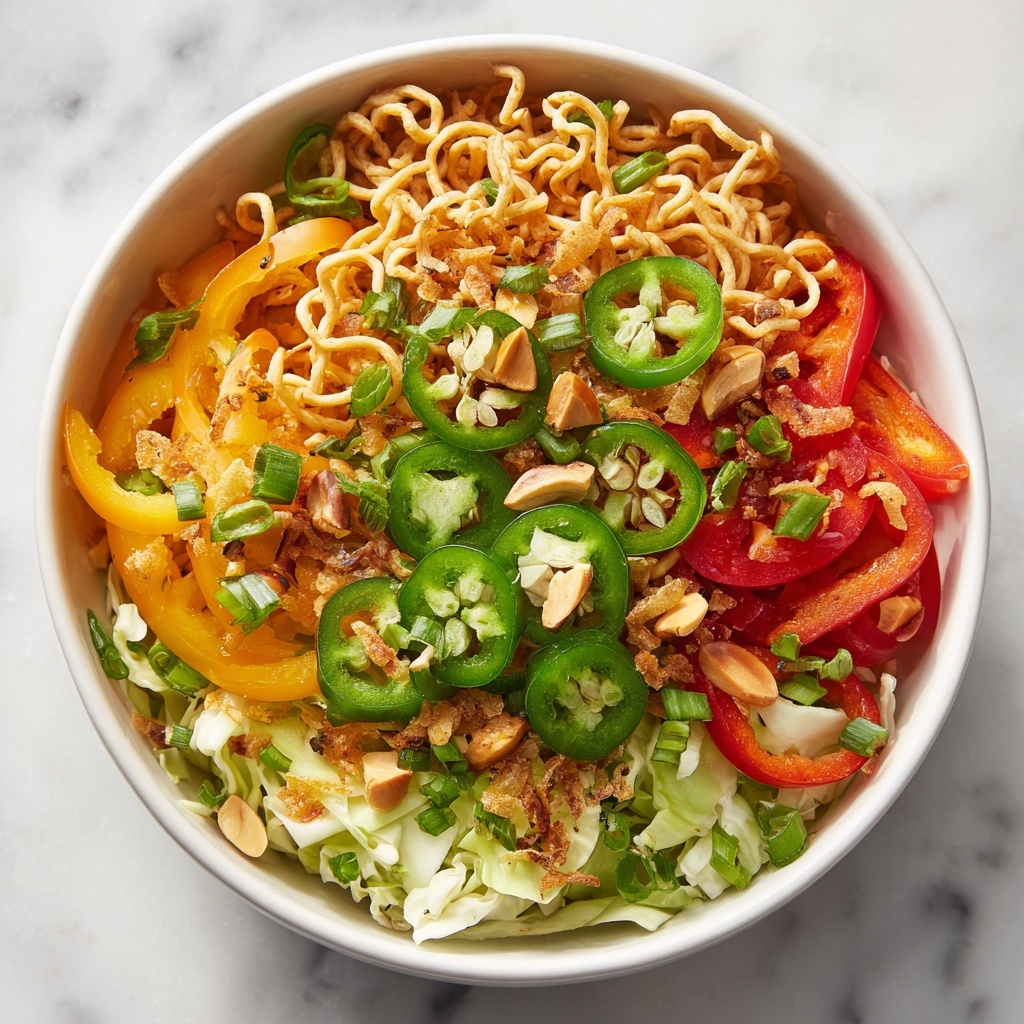 Ramen Noodle Salad with Crunchy Vegetables and Sesame Dressing Recipe - Recipe Image