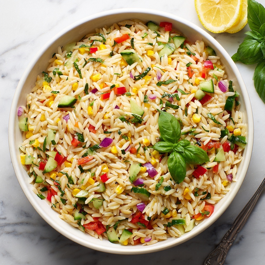 Lemony Rainbow Orzo Salad Recipe - Recipe Image