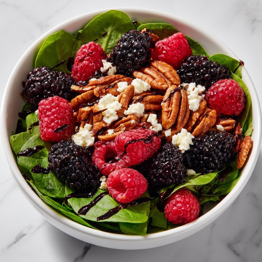 Berry Spinach Salad with Crispy Prosciutto, Pecans, Feta, and Balsamic Glaze Recipe - Recipe Image