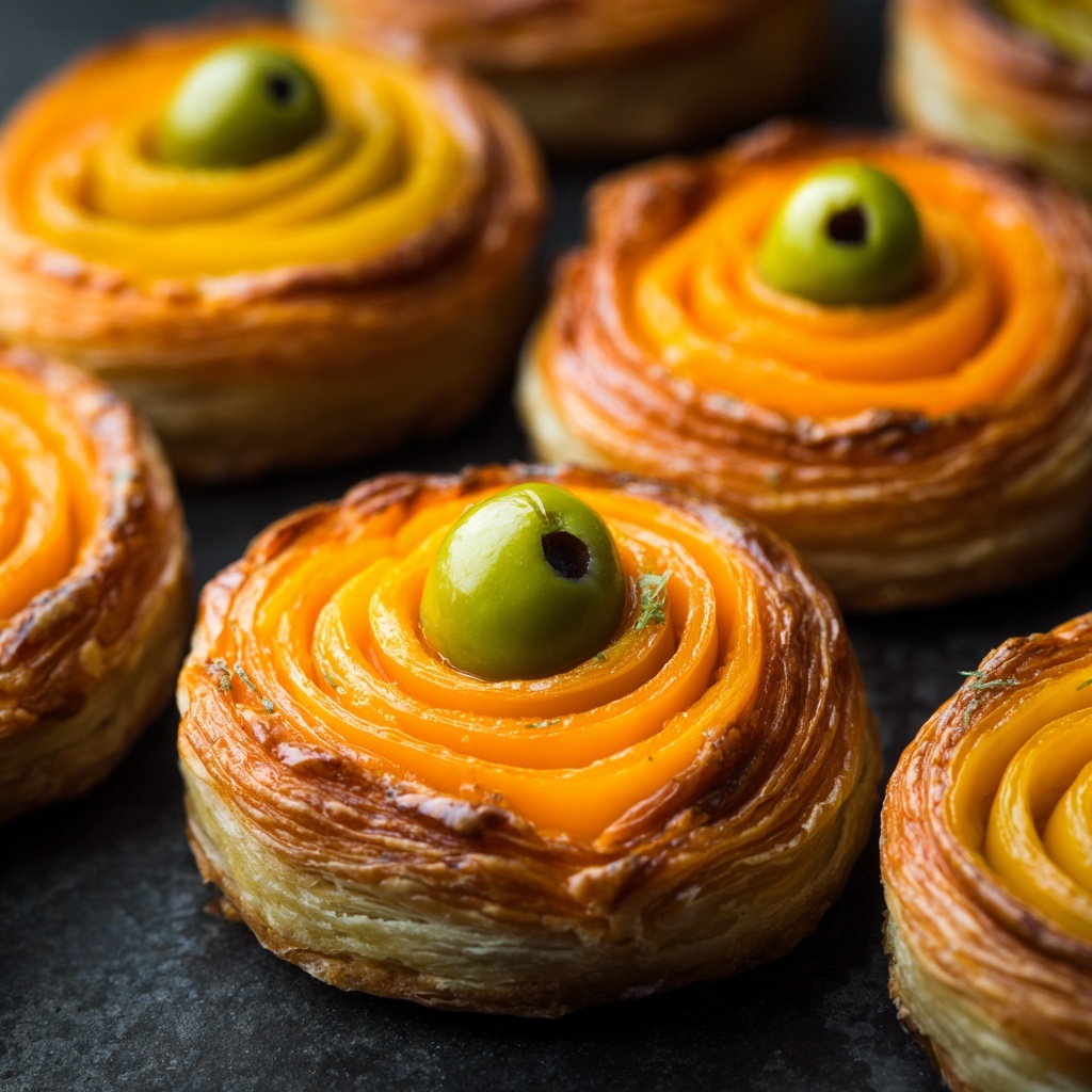 Spooky Eyeball Olive Puffs Recipe - Recipe Image