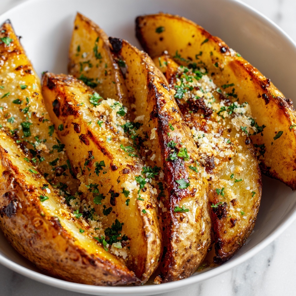 Baked Garlic Parmesan Potato Wedges Recipe - Recipe Image