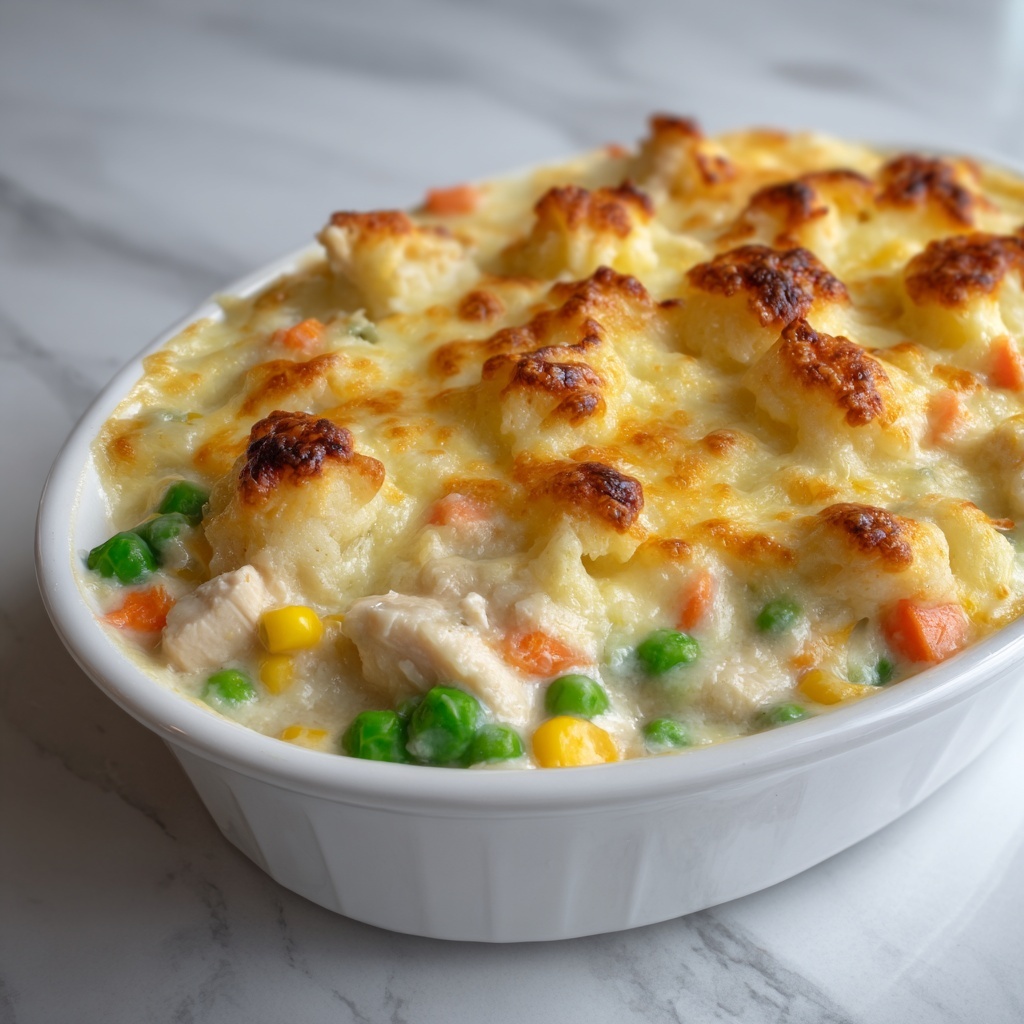 Easy Chicken Cobbler Dinner Casserole Recipe - Recipe Image