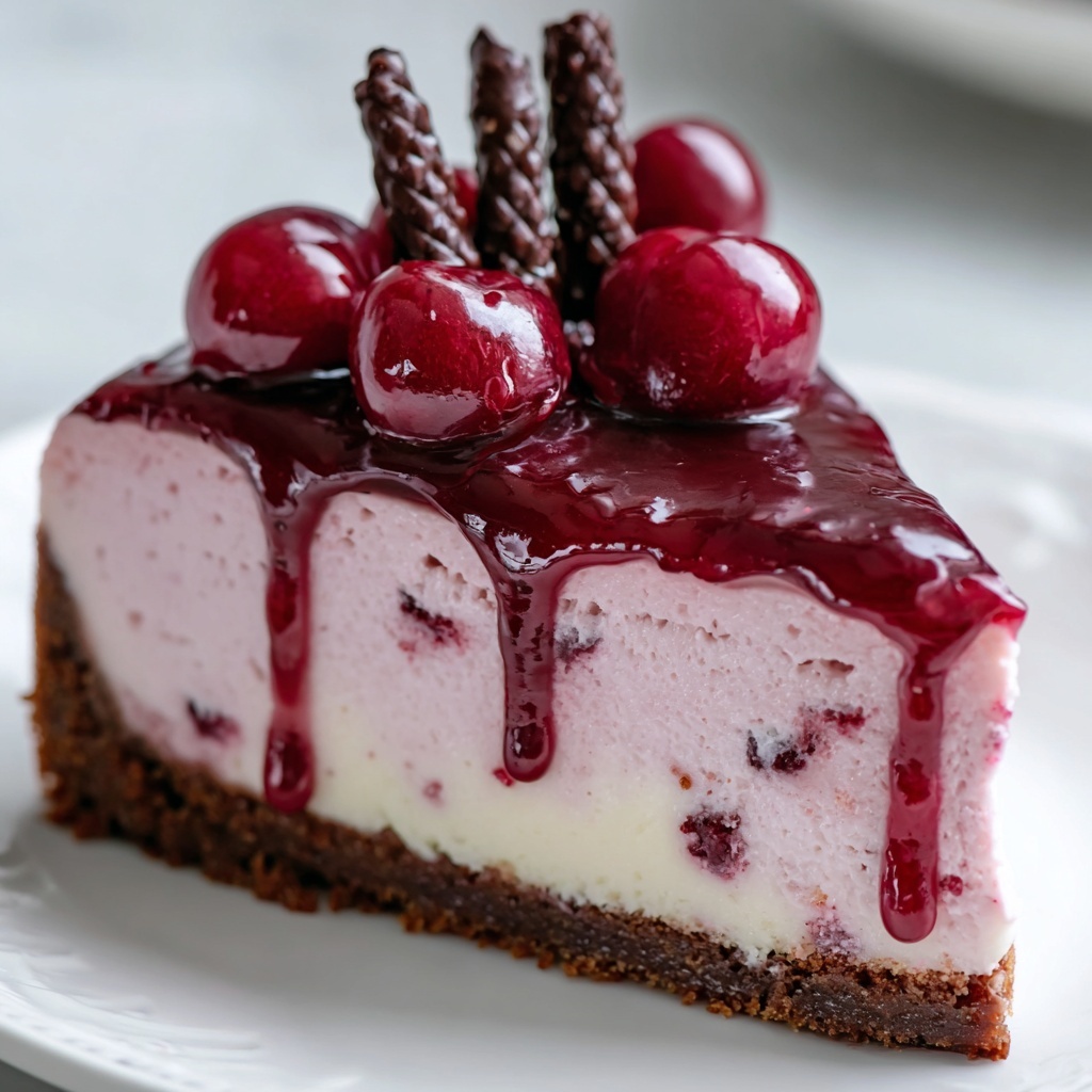 Chocolate Cherry No-Bake Cheesecake Recipe - Recipe Image