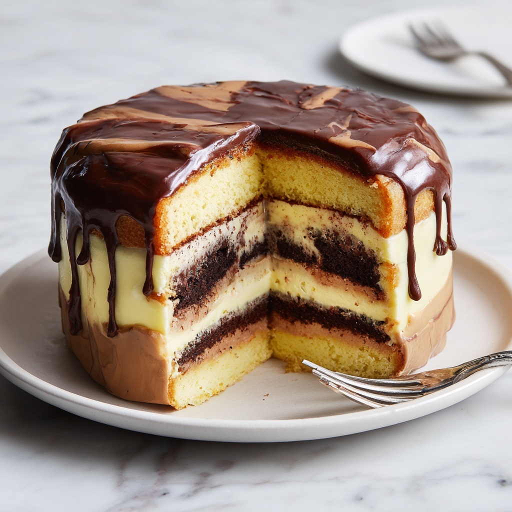 Boston Cream Pie Poke Cake Recipe - Recipe Image