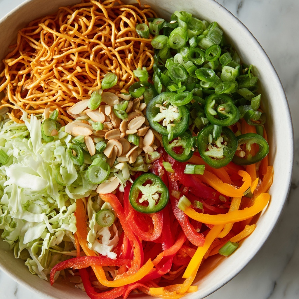 Ramen Noodle Salad with Crunchy Vegetables and Sesame Dressing Recipe - Recipe Image