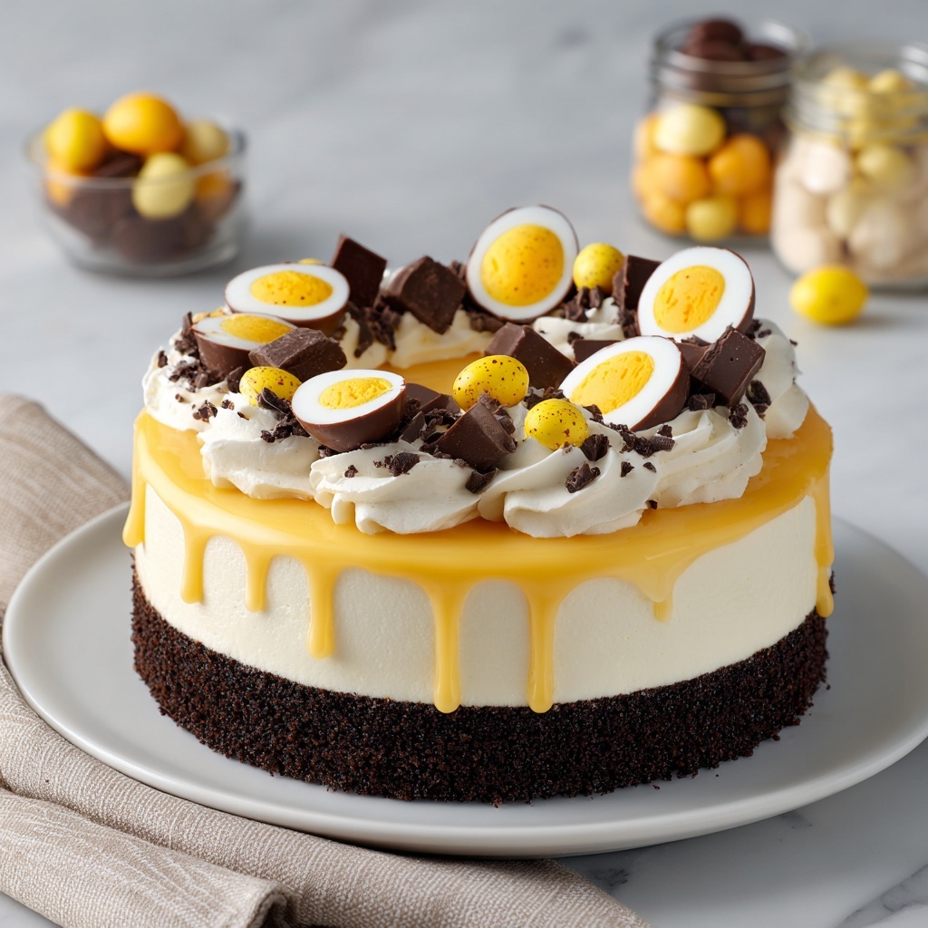 Vegan Creme Egg Cheesecake Recipe - Recipe Image