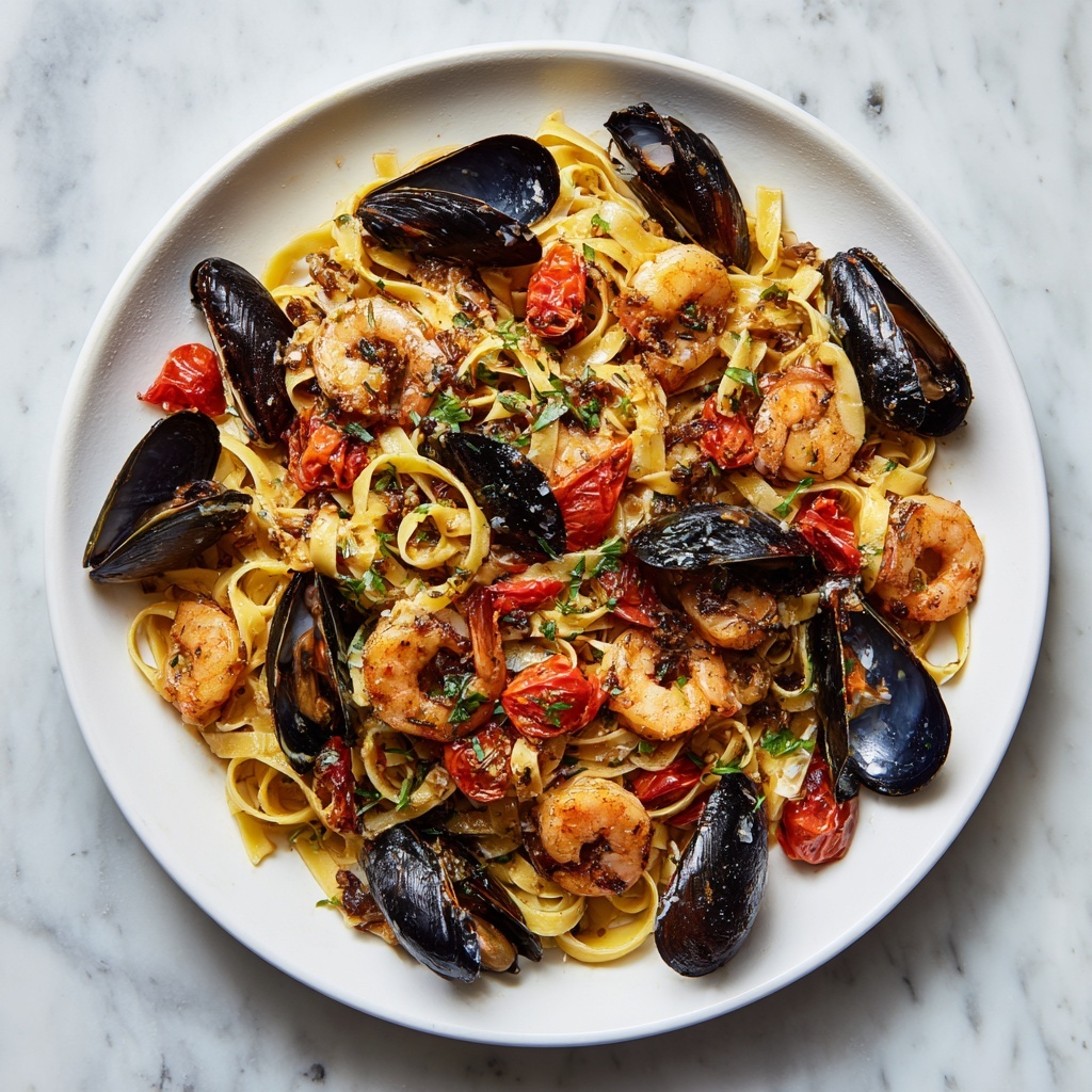 Seafood Pasta with Linguine, Shrimp, and Mussels Recipe - Recipe Image