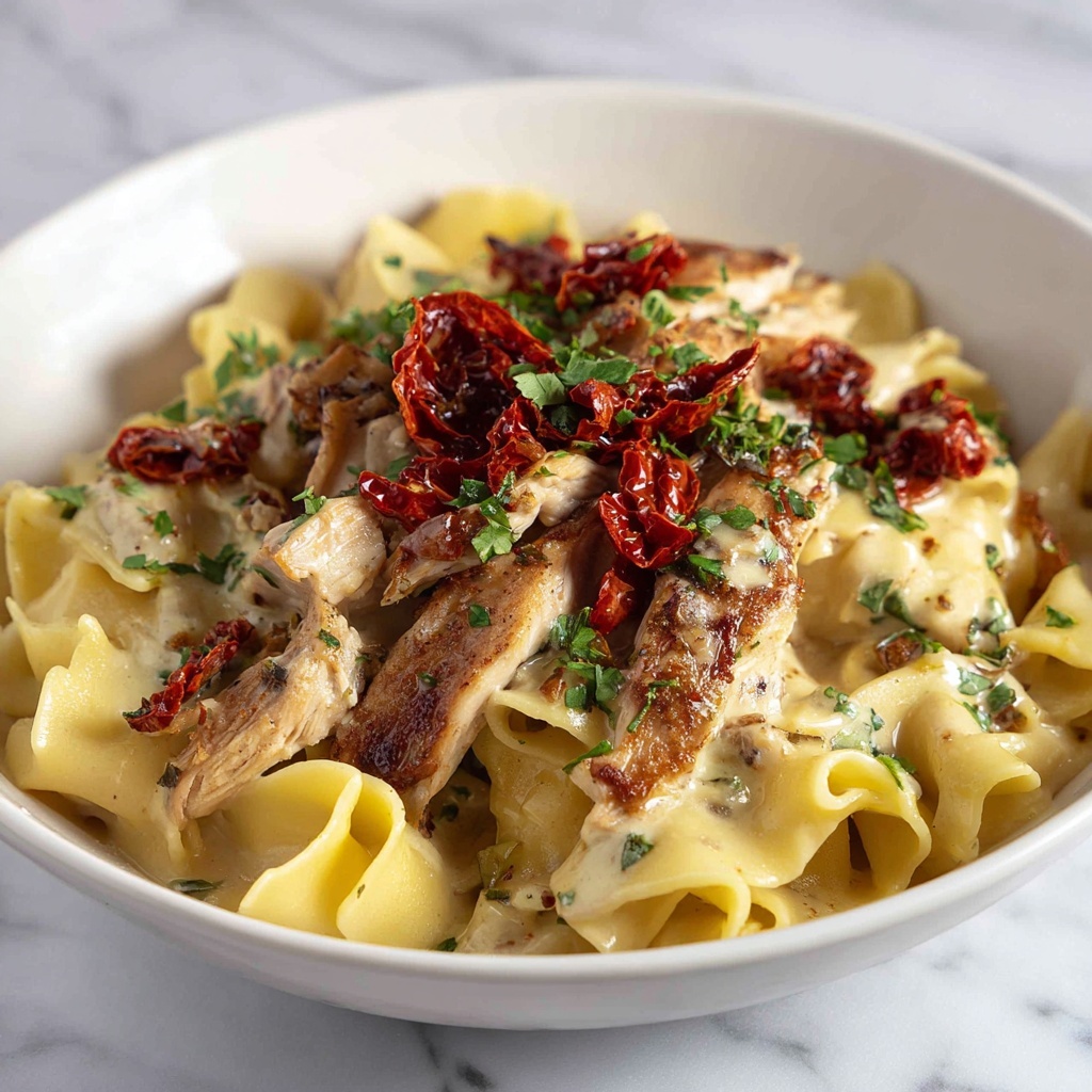 Creamy Chicken Pasta with Sun-Dried Tomatoes Recipe - Recipe Image