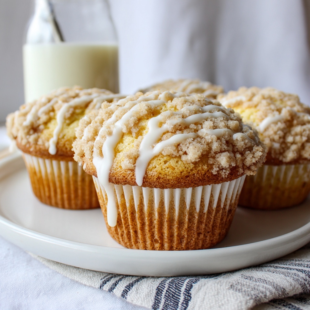 Coffee Cake Muffins with Crumb Topping and Optional Glaze Recipe - Recipe Image
