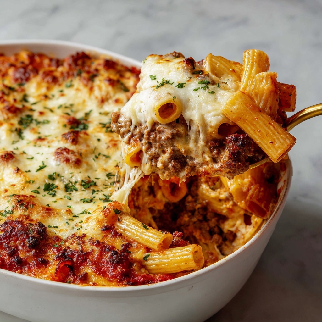 Easy Baked Ziti with Italian Sausage and Ricotta Recipe - Recipe Image
